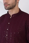 Buy_Aham-Vayam_Maroon Cotton Embroidery Sequin Kurta And Pant Set 