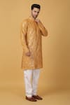 Aham-Vayam_Yellow Cotton Embroidery Bloom Floral Kurta Set _at_Aza_Fashions