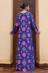 Shop Archana Shah Blue Lurex Embroidery Round Neck Gul Print Kaftan at Aza Fashions Shop_Archana Shah_Blue Lurex Embroidery Round Neck Gul Print Kaftan _at_Aza_Fashions