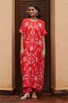 Archana Shah_Orange Lurex, Silk, Lace Pearls, Floral Printed Zardozi Kurta And Pant Set _Online_at_Aza_Fashions