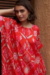 Shop_Archana Shah_Orange Lurex, Silk, Lace Pearls, Floral Printed Zardozi Kurta And Pant Set _Online_at_Aza_Fashions