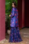 Shop_Archana Shah_Blue Silk Zari, Sequins, Embroidery, Pearls Floral Zardozi Kurta And Sharara Set _at_Aza_Fashions