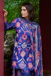 Archana Shah_Blue Silk Zari, Sequins, Embroidery, Pearls Floral Zardozi Kurta And Sharara Set _at_Aza_Fashions