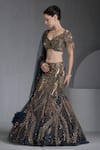 Buy_Chaashni By Maansi And Ketan_Blue Net Sequins, Beads, Cut Metallic Cutdana Embellished Mermaid Lehenga Set _Online_at_Aza_Fashions