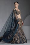Chaashni By Maansi And Ketan_Blue Net Sequins, Beads, Cut Metallic Cutdana Embellished Mermaid Lehenga Set _at_Aza_Fashions