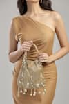 Buy_Tasna_Gold Cut Work, Pearls, Tassels Cutdana Embellished Potli _at_Aza_Fashions