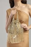 Buy_Tasna_Gold Tassel Pearl Embellished Potli Bag _at_Aza_Fashions