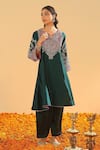 Buy_Sheetal Batra_Black Bamboo, Silk, Chanderi Embroidery, Gota Patti Kashmiri Choga Kurta Set 