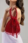 Buy_Tasna_Red Cutdana Tassel Potli Bag _at_Aza_Fashions