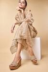 Buy_Aanchal Sayal_Gold Cutdana Scalloped Wedges_at_Aza_Fashions