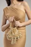 Buy_Tasna_Gold Cutdana Pearl Potli Bag _at_Aza_Fashions