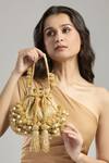 Shop_Tasna_Gold Cutdana Pearl Potli Bag _Online_at_Aza_Fashions
