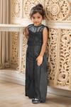 Buy_Petite Pomme_Black Net, Taffeta Beads, Sequins Embroidered Sheer Top And Pant Set_at_Aza_Fashions