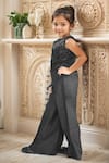 Petite Pomme_Black Net, Taffeta Beads, Sequins Embroidered Sheer Top And Pant Set_Online_at_Aza_Fashions