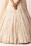 Buy_Isha Regalia_Beige Net, Satin Pearls, Sequins Round Floral Embroidered Bridal Lehenga Set 