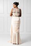 Shop_Isha Regalia_Ivory Net, Satin Sequins, Beads, Embellished Pre-draped Saree And Bodysuit _at_Aza_Fashions