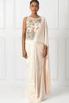 Isha Regalia_Ivory Net, Satin Sequins, Beads, Embellished Pre-draped Saree And Bodysuit _Online_at_Aza_Fashions