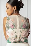 Shop_Isha Regalia_Ivory Net, Satin Sequins, Beads, Embellished Pre-draped Saree And Bodysuit _Online_at_Aza_Fashions