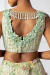 Isha Regalia_Green Satin, Net Crystals, Sequins, Floral 3d Embellished Bridal Lehenga Set _Online