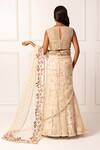 Shop_Isha Regalia_Gold Net, , Satin Sequins, Embellished Pre-draped Saree With Blouse _at_Aza_Fashions