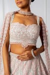Isha Regalia_Blue Net, Satin Sequins, Beads, Stones Embellished Floral Bridal Lehenga Set _at_Aza_Fashions