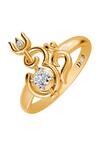 Buy_Divine Solitaires_Gold Plated Imitation Diamonds Om Patterned Ring_at_Aza_Fashions