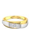 Shop_Divine Solitaires_Yellow Diamonds 18kt Gold Solitaire Dual Tone Band Ring _at_Aza_Fashions