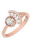Buy_Divine Solitaires_Rose Gold Imitation Diamonds Geometric Carved Ring_at_Aza_Fashions