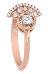 Divine Solitaires_Rose Gold Imitation Diamonds Geometric Carved Ring_Online_at_Aza_Fashions