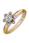 Buy_Divine Solitaires_Yellow Imitation Diamonds Floral Carved Ring_at_Aza_Fashions