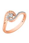 Buy_Divine Solitaires_Rose Gold Imitation Diamonds Embellished Swirl Pattern Ring_at_Aza_Fashions
