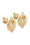 Divine Solitaires_Gold Plated Imitation Diamonds Cutwork Stud Earrings_Online_at_Aza_Fashions