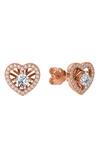 Buy_Divine Solitaires_Rose Gold Imitation Diamonds Heart Stud Earrings_at_Aza_Fashions