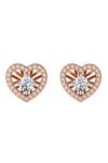 Shop_Divine Solitaires_Rose Gold Imitation Diamonds Heart Stud Earrings_at_Aza_Fashions