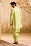 Histori_Green Chanderi, Cotton Beads, Cut Work Leaf Applique Kurta Set _Online_at_Aza_Fashions