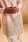 Buy_Histori_Pink Chanderi, Cotton Cut Work, Beads, Applique Petal Kurta Set _Online_at_Aza_Fashions