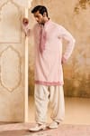Histori Pink Cotton, Silk Cut Work Pintucked Kurta Set With Dori Bloom Applique Online at Aza Fashions Histori_Pink Cotton, Silk Cut Work Pintucked Kurta Set With Dori Bloom Applique _Online_at_Aza_Fashions