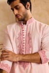 Buy Histori Pink Cotton, Silk Cut Work Pintucked Kurta Set With Dori Bloom Applique Online at Aza Fashions Buy_Histori_Pink Cotton, Silk Cut Work Pintucked Kurta Set With Dori Bloom Applique _Online_at_Aza_Fashions