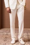 Histori_Ivory Polyester, Jacquard Maze Pattern Tuxedo Jacket And Trouser Set _Online_at_Aza_Fashions