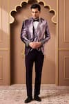 Buy_Histori_Purple Velvet, Suede Zardozi Embroidered Suit Set _at_Aza_Fashions