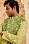Buy Histori Green Chanderi, , Silk, Satin Mirrors, And Resham Bloom Bundi Set Online at Aza Fashions Buy_Histori_Green Chanderi, , Silk, Satin Mirrors, And Resham Bloom Bundi Set _Online_at_Aza_Fashions
