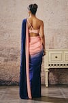 Shop_Masumi Mewawalla_Peach Cotton, Crepe Sweetheart Neck Ombre Pre-draped Saree And Blouse _at_Aza_Fashions