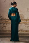Shop_Masumi Mewawalla_Green Gingham V-neck Butterfly Embellished Front Twisted Dress _at_Aza_Fashions