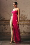Buy_Masumi Mewawalla_Brown Sweetheart Neck Shibori Color Blocked Maxi Dress _Online_at_Aza_Fashions