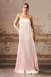Buy_Masumi Mewawalla_Pink Silk Halter Neck Embellished Trapeze Gown _at_Aza_Fashions