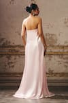 Shop_Masumi Mewawalla_Pink Silk Halter Neck Embellished Trapeze Gown _at_Aza_Fashions