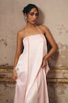 Shop_Masumi Mewawalla_Pink Silk Halter Neck Embellished Trapeze Gown _Online_at_Aza_Fashions