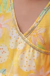 Petite Pomme_Yellow Muslin, Net Tassels, Lace, Floral Printed Angarkha And Sharara Set _Online_at_Aza_Fashions