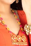 Shop_Bauble Bazaar_Yellow Pearls, Embroidery, Stones Thread Designer Jewellery Set _Online_at_Aza_Fashions