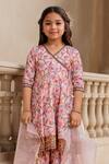 Samyukta Singhania_Multi Color Muslin, Net Lace, Tassels, Embroidery Floral Angarkha And Sharara Set _Online